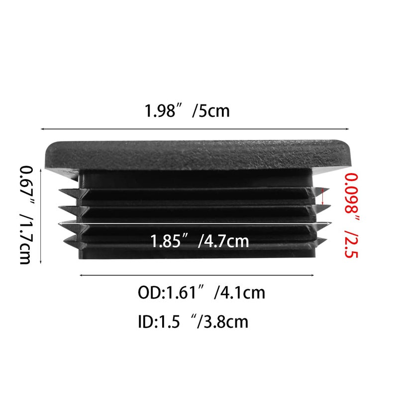Weilan 2 Inch Square Tubing Plastic Plugs End Cap Fence Post Pipe Cover Tube Chair Glide Insert Finishing Plug 10 Pieces - Image 2